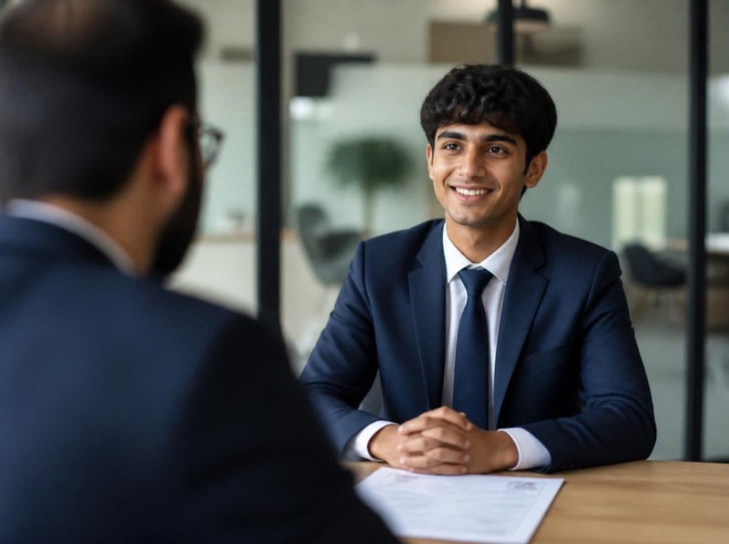 A graduate practising for a job interview with a mentor
